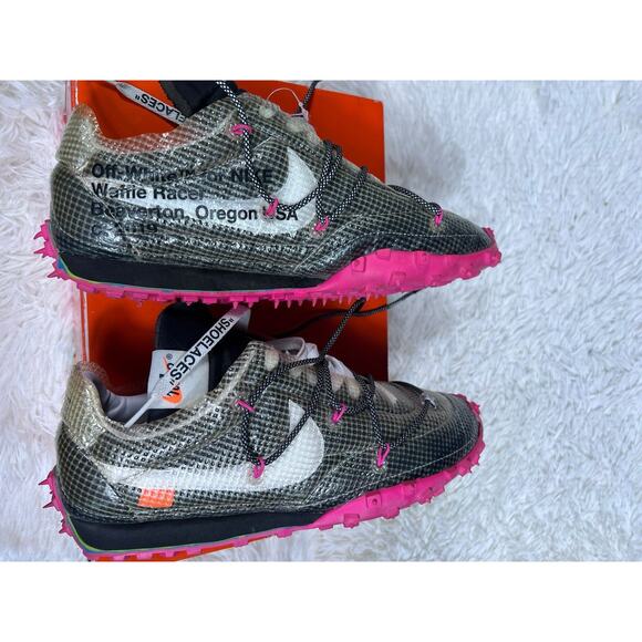 Nike Waffle Racer Shoes Womens Size 11.5 Off-White OW Fuchsia CD8180-001 *READ - Picture 4 of 14